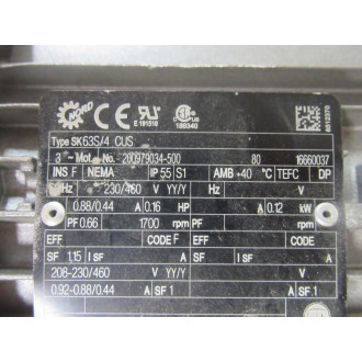 Nord SK63S4 CUS Motor SK63S4CUS 0.16HP 1700 RPM 200979034-500 - Used