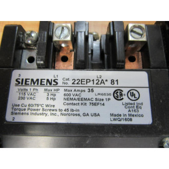Siemens 22EP12A*81 Starter 22EP12A81 - New No Box
