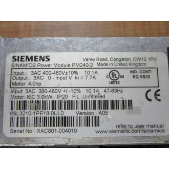 Siemens 6SL3210-1PE18-0UL0 Module 6SL32101PE180UL0 - Refurbished