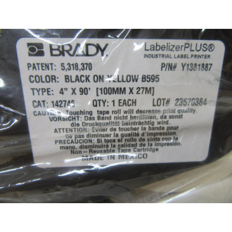 Brady 142746 Labelizer Plus Cartridge Y1381887 Yellow