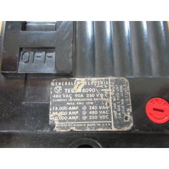 General Electric TED124090 90A Circuit Breaker - Used