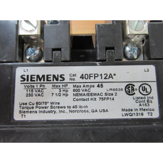 Siemens 40FP12AF Starter 40FP12A* - New No Box