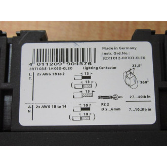 Siemens LEN00D003120B Lighting Contactor 3RT1035-1AK60-0LE0 - New No Box