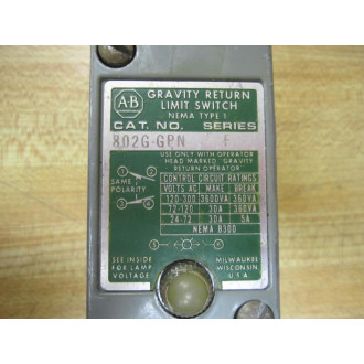 Allen Bradley 802G-GPN Limit Switch 8002GGPN Series F - Used