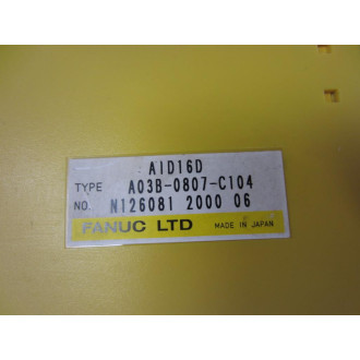 Fanuc A03B-0807-C104 Input Module AID16D Without Front Cover - Used