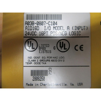Fanuc A03B-0807-C104 Input Module AID16D AID16D Model A WO Cover - Used