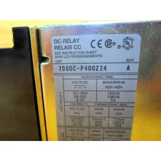 Allen Bradley 700DC-P400Z24 Relay 700DCP400Z24 Crk'd HousSer. A - Used
