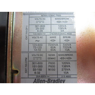 Allen Bradley 700DC-P400Z24 Relay 700DCP400Z24 Series A - Used