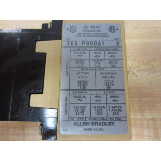 Allen Bradley 700-P800A1 Control Relay 700P800A1 WO Extension Base - Used
