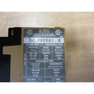 Allen Bradley 700-P800A1 Control Relay 700P800A1 WO Extension Base - Used