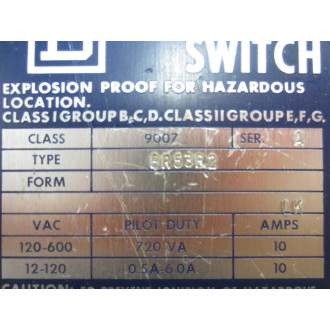 Square D 9007-BR53B2 Limit Switch 9007BR53B2 WO Operator Head - New No Box