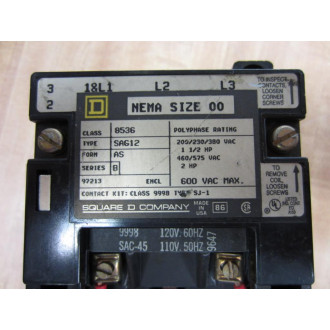 Square D 8536-SAG12 Starter 8536SAG12 Series B With Wires - Used