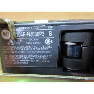 Allen Bradley 194R-NJ030P3 IEC Disconnect 194RNJ030P3 With 194RF-NJ030 - Used
