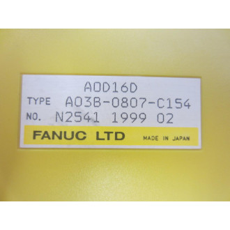 Fanuc A03B-0807-C154 Module A0D16D WO Terminal Cover - Used