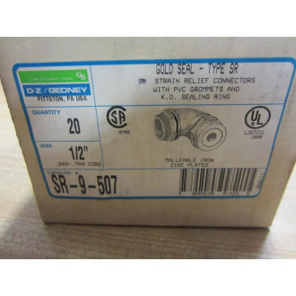 O-ZGedney SR-9-507 90 Deg Strain Relief Connectors SR9507 (Pack of 20)