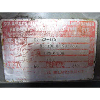 Sola 23-22-125 Constant Voltage Transformer 2322125 - Used