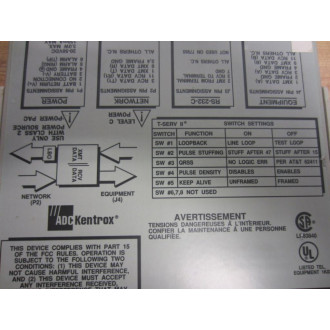 ADC Kentrox 77965 T-SERV II CSU 01-77965023 NCCSDHT4AB 210682550 - Used