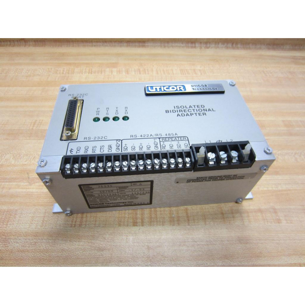 Uticor 76535 Isolated Bidirectional Adapter RS-232C RS-422ARS-485A Rev A - Used