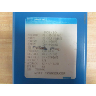 Ametek PCE-30 Watt Transducer PCE30 53269-001 - Used