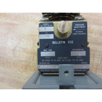 Allen Bradley 836-C5X112X4 Pressure Switch 836C5X112X4 Series A