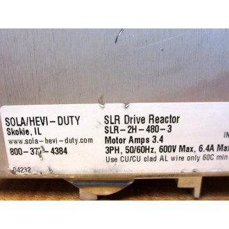 SolaHevi Duty SLR-2H-480-3 SLR Drive Reactor SLR2H4803 - Used
