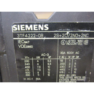 Siemens 3TF4222-0B Contactor 3TF42220B - Used