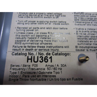 Square D HU361 Switch HU-361 Series F05 - Used