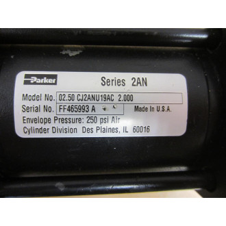 Parker 02.50 CJ2ANU19AC 2.000 Cylinder 0250CJ2ANU19AC2000 - New No Box