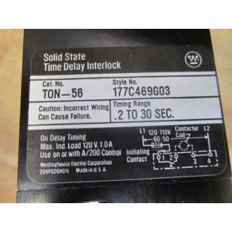 Westinghouse TON-56 Time Delay Interlock 177C469G03