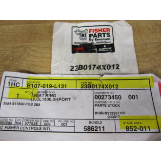 Emerson 23B0174X012 Fisher Seat Ring S41600 - New No Box