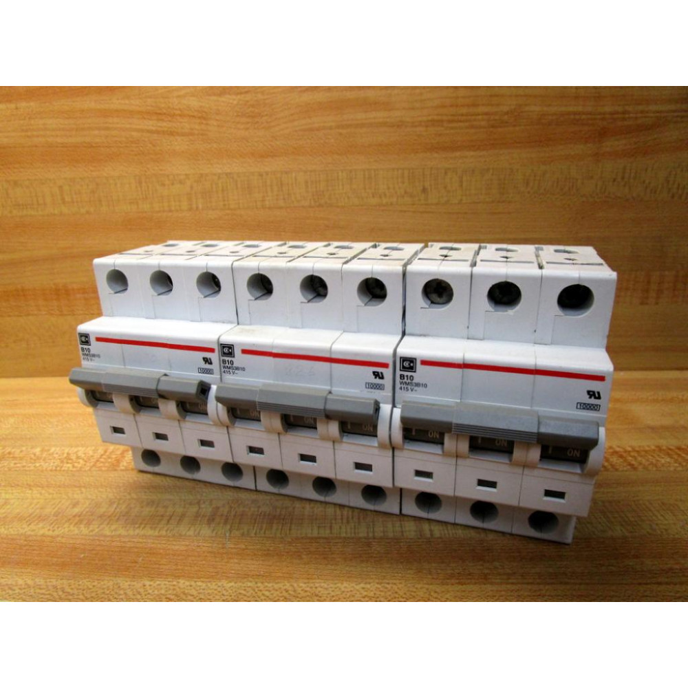 Cutler Hammer WMS3B10 Circuit Breaker B10 WMS3B10 (Pack of 3) - Used