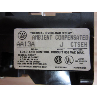 Westinghouse AA13A Thermal Overload Relay White Reset Button - Used