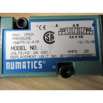Numatics 071SS500M000061 Solenoid Valve 075 Series
