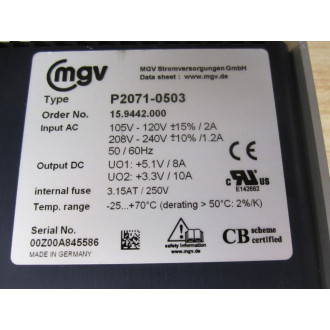 MGV P2071-0503 ACDC Power Supply 15.9442.000 - New No Box