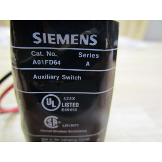 Siemens A01FD64 Circuit Breaker Auxiliary Switch - Used