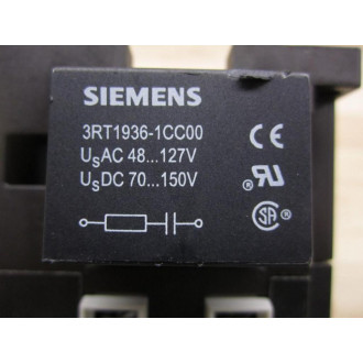 Siemens 3RT1045-1AK60 Contactor 3RT10451AK60 W 3RT1936-1CC00 - Used