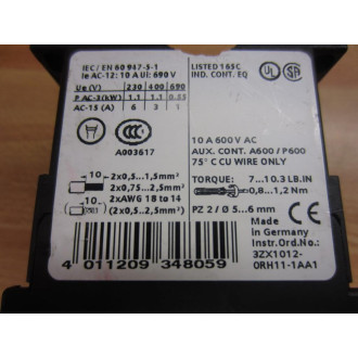 Siemens 3RH1122-1AK60 Relay 3RH11221AK60 G041015*E05* - Used