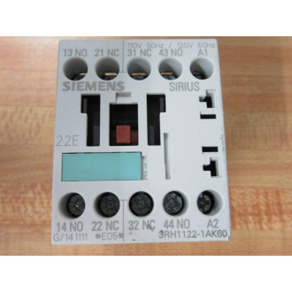 Siemens 3RH1122-1AK60 Relay 3RH11221AK60 G1141111 *E05* - Used
