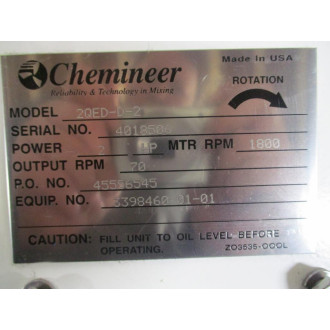 Chemineer 2QED-D-2 AgitatorMixer Gearbox W Lubricant