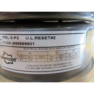 Mercoid Control PRL-3-P2 Pressure Switch PRL3P2 - New No Box
