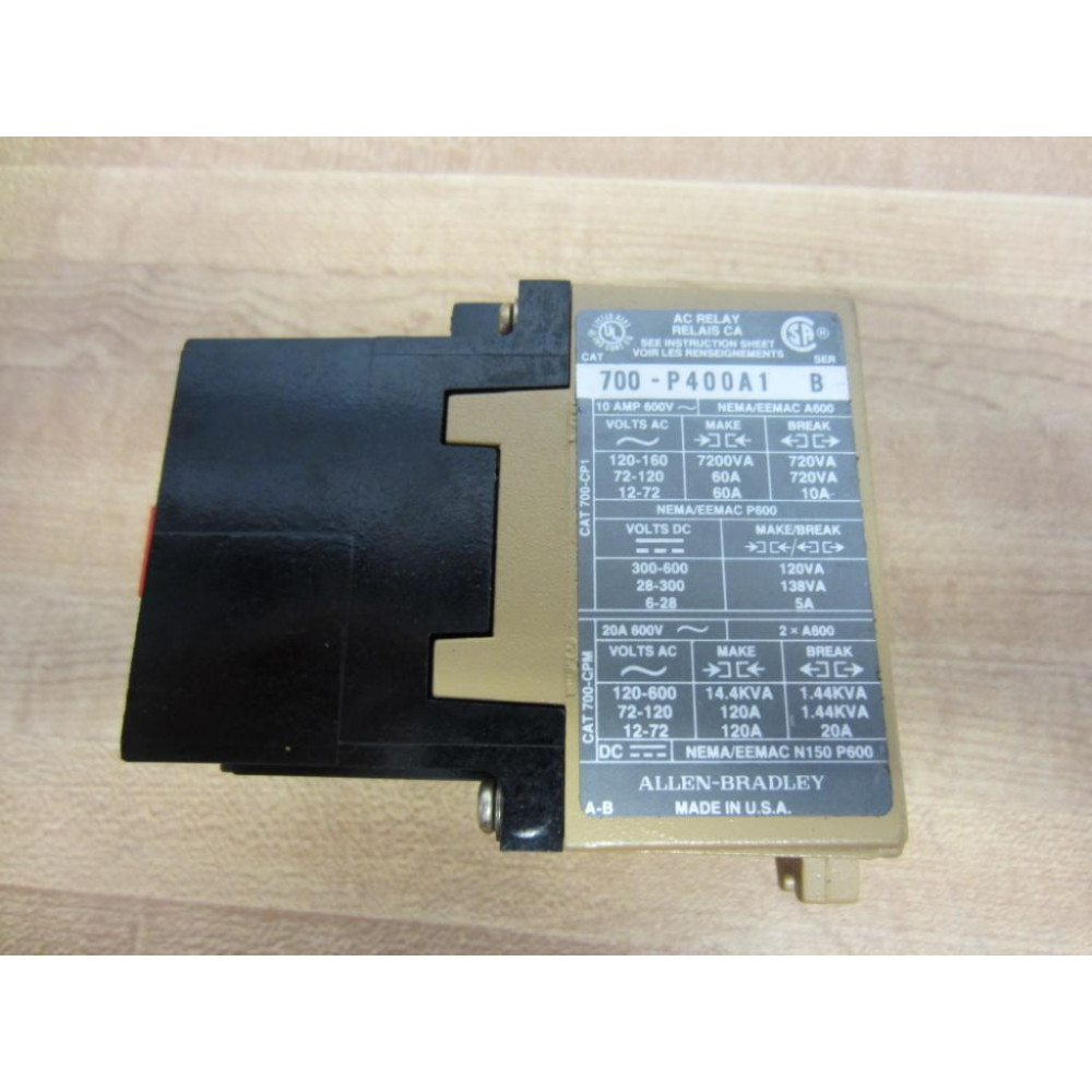 Allen Bradley 700-P400A1 Starter Relay 700P400A1 No Plate Series B (Pack of 3) - Used