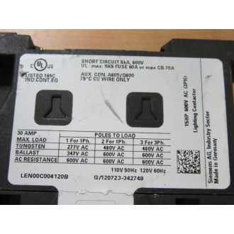 Siemens LEN00C004120B Contactor E02 - New No Box