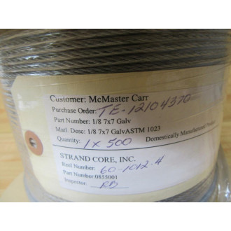 Strand Core 18 7X7 Galv Aircraft Cable 187X7Galv - New No Box