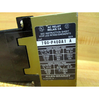 Allen Bradley 700-P400A1 Starter Relay 700P400A1 Missing Terminal Screw - Used
