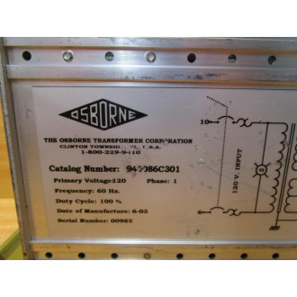 Osborne 940086C301 Control Transformer 61304 Cracked Front Face Plate - Used