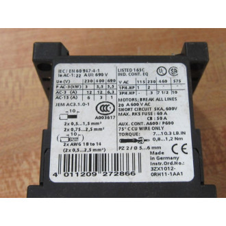 Siemens 3RT1017-1BB41 Contactor 3RT10171BB41 - Used