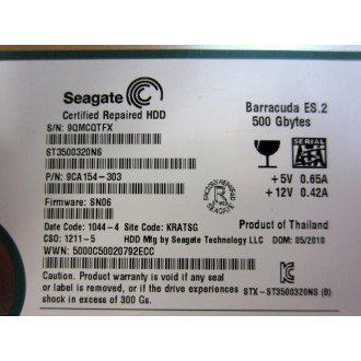 Seagate ST3500320NS 3.5" 500GB 7200RPM SATA HHD 9CA154-303 - Used