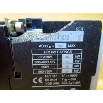 Allen Bradley 104-A24ND3 Contactor 104A24ND3 Cracked Housing - Used