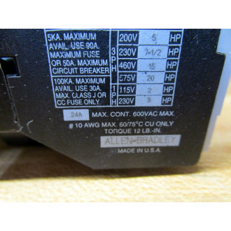 Allen Bradley 104-A24ND3 Contactor 104A24ND3 Cracked Housing - Used