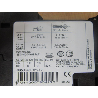 Siemens 3RV1321-1FC10 5A Circuit Breaker 3RV13211FC10 - New No Box